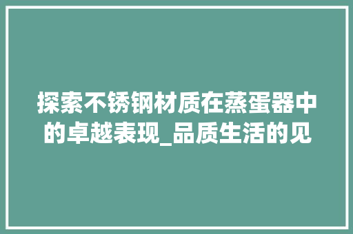 探索不锈钢材质在蒸蛋器中的卓越表现_品质生活的见证者
