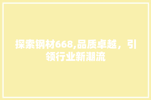 探索钢材668,品质卓越，引领行业新潮流