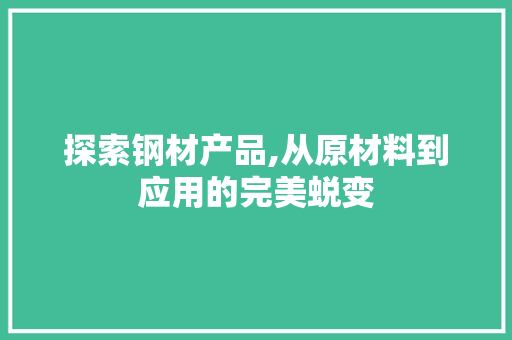 探索钢材产品,从原材料到应用的完美蜕变
