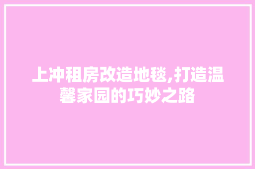 上冲租房改造地毯,打造温馨家园的巧妙之路