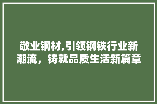 敬业钢材,引领钢铁行业新潮流，铸就品质生活新篇章