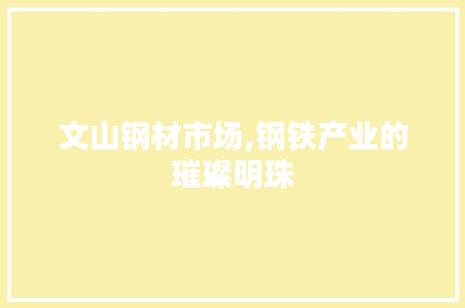 文山钢材市场,钢铁产业的璀璨明珠