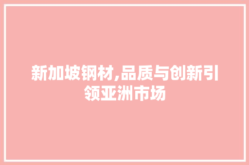 新加坡钢材,品质与创新引领亚洲市场