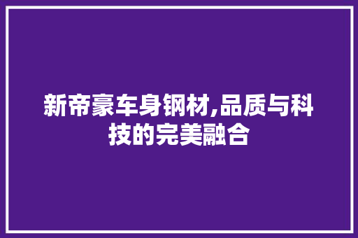 新帝豪车身钢材,品质与科技的完美融合