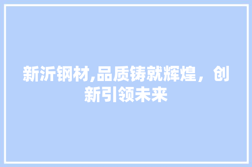 新沂钢材,品质铸就辉煌，创新引领未来
