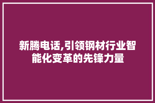 新腾电话,引领钢材行业智能化变革的先锋力量