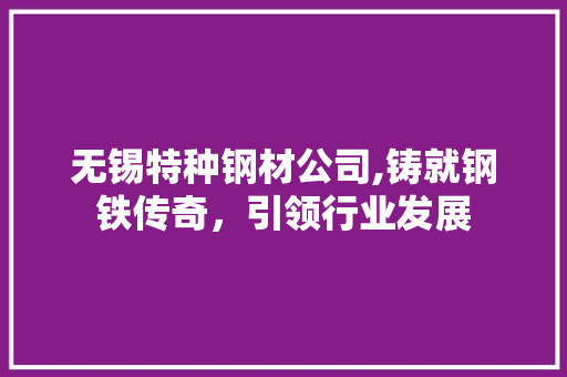 无锡特种钢材公司,铸就钢铁传奇，引领行业发展