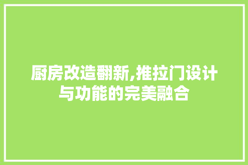 厨房改造翻新,推拉门设计与功能的完美融合