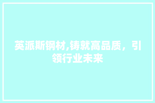 英派斯钢材,铸就高品质，引领行业未来
