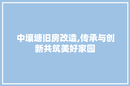 中壤塘旧房改造,传承与创新共筑美好家园