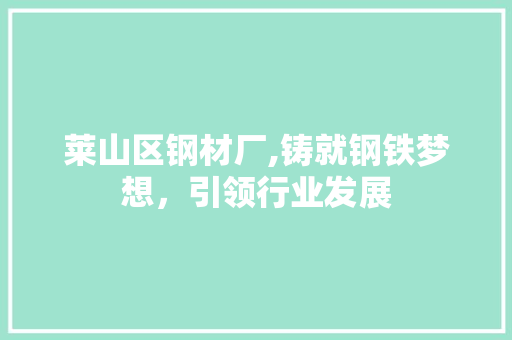 莱山区钢材厂,铸就钢铁梦想，引领行业发展