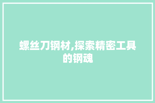 螺丝刀钢材,探索精密工具的钢魂