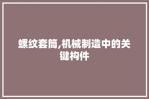 螺纹套筒,机械制造中的关键构件