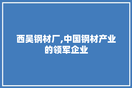 西吴钢材厂,中国钢材产业的领军企业