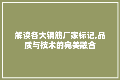 解读各大钢筋厂家标记,品质与技术的完美融合