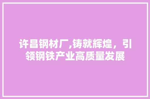 许昌钢材厂,铸就辉煌，引领钢铁产业高质量发展