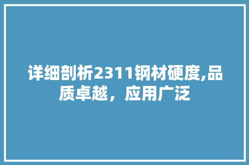 详细剖析2311钢材硬度,品质卓越，应用广泛