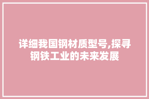 详细我国钢材质型号,探寻钢铁工业的未来发展