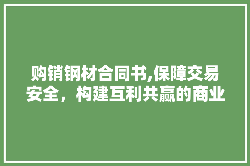 购销钢材合同书,保障交易安全，构建互利共赢的商业桥梁