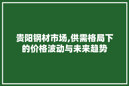 贵阳钢材市场,供需格局下的价格波动与未来趋势