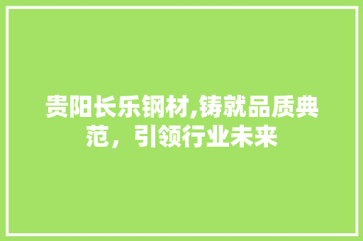 贵阳长乐钢材,铸就品质典范，引领行业未来
