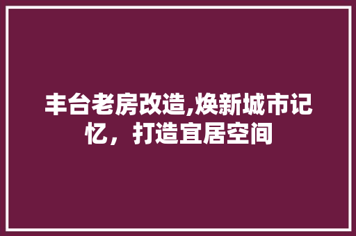 丰台老房改造,焕新城市记忆，打造宜居空间