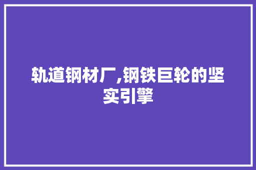 轨道钢材厂,钢铁巨轮的坚实引擎