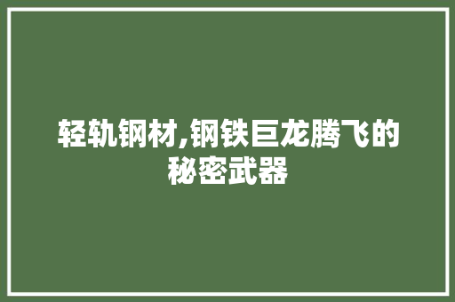 轻轨钢材,钢铁巨龙腾飞的秘密武器