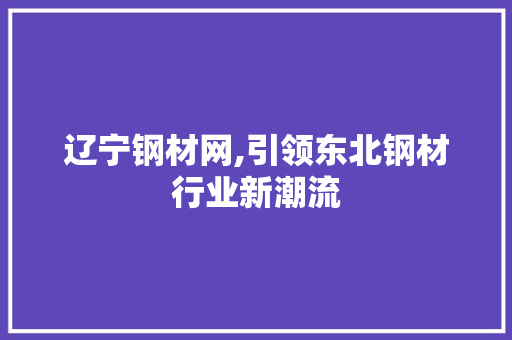 辽宁钢材网,引领东北钢材行业新潮流
