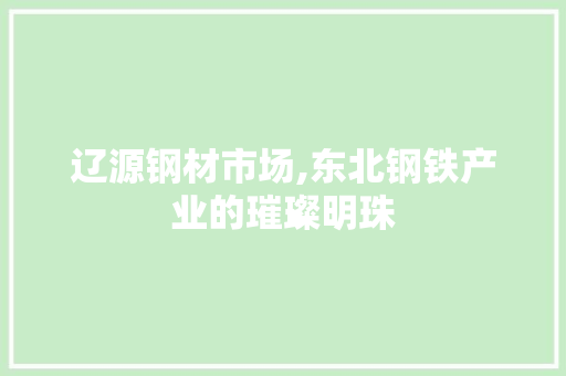 辽源钢材市场,东北钢铁产业的璀璨明珠