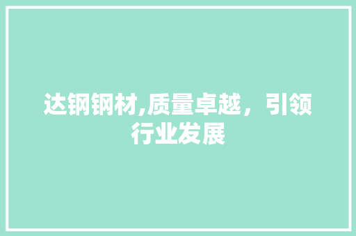 达钢钢材,质量卓越，引领行业发展