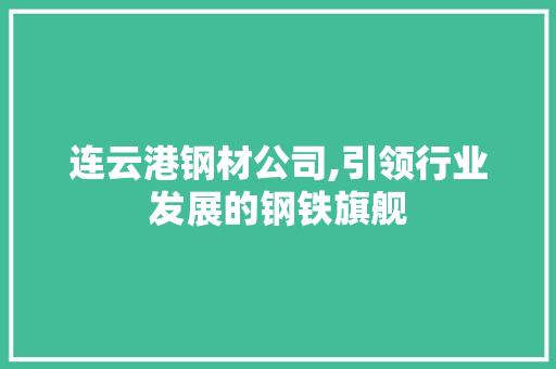 连云港钢材公司,引领行业发展的钢铁旗舰