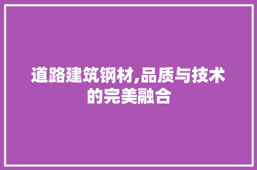 道路建筑钢材,品质与技术的完美融合