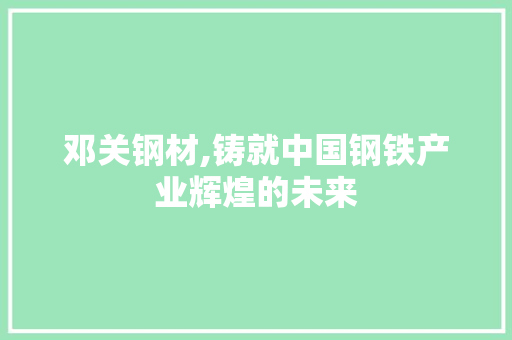 邓关钢材,铸就中国钢铁产业辉煌的未来