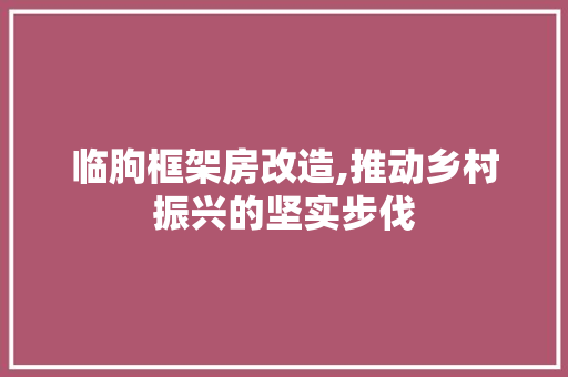 临朐框架房改造,推动乡村振兴的坚实步伐