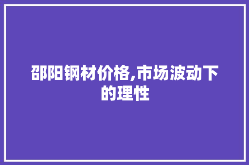 邵阳钢材价格,市场波动下的理性