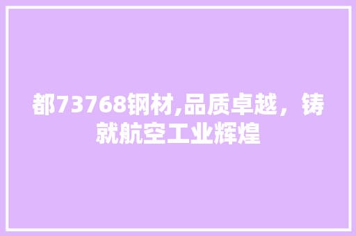 都73768钢材,品质卓越，铸就航空工业辉煌