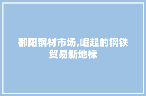 鄱阳钢材市场,崛起的钢铁贸易新地标