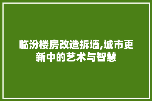 临汾楼房改造拆墙,城市更新中的艺术与智慧