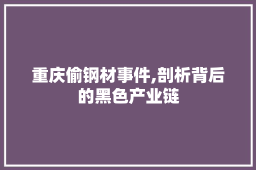重庆偷钢材事件,剖析背后的黑色产业链