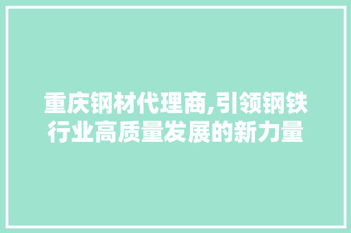 重庆钢材代理商,引领钢铁行业高质量发展的新力量