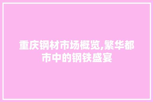 重庆钢材市场概览,繁华都市中的钢铁盛宴