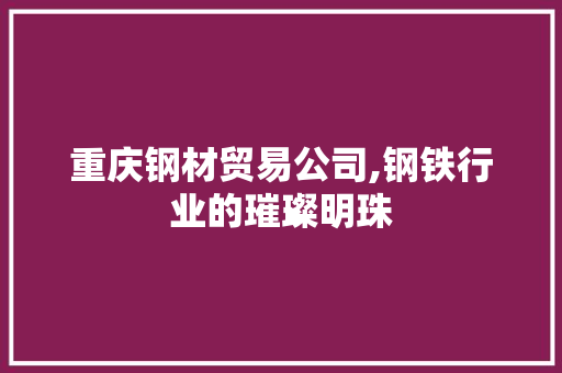 重庆钢材贸易公司,钢铁行业的璀璨明珠