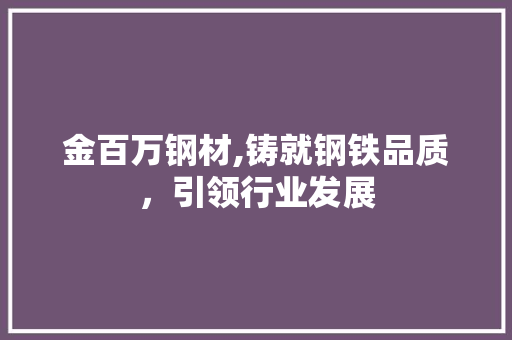 金百万钢材,铸就钢铁品质，引领行业发展