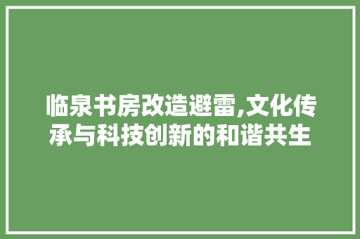 临泉书房改造避雷,文化传承与科技创新的和谐共生