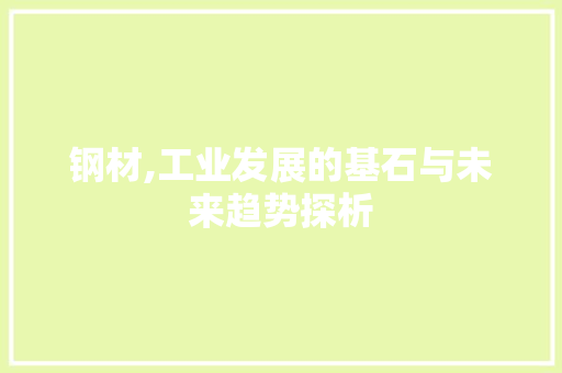 钢材,工业发展的基石与未来趋势探析