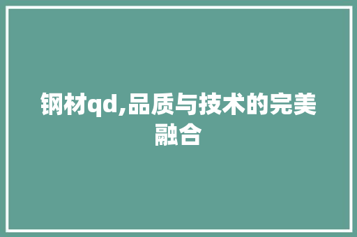 钢材qd,品质与技术的完美融合