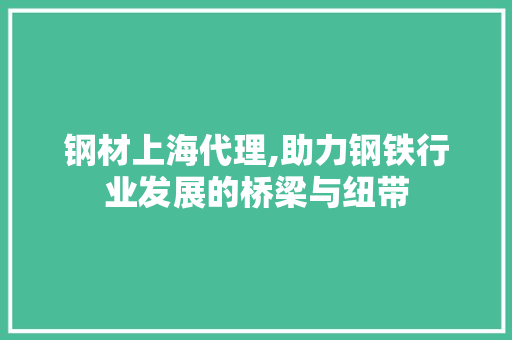 钢材上海代理,助力钢铁行业发展的桥梁与纽带