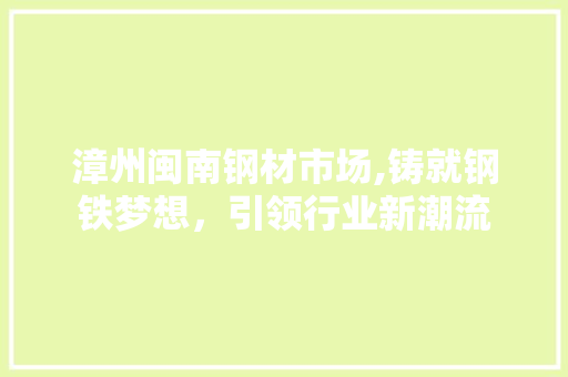 漳州闽南钢材市场,铸就钢铁梦想，引领行业新潮流