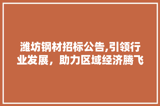 潍坊钢材招标公告,引领行业发展，助力区域经济腾飞